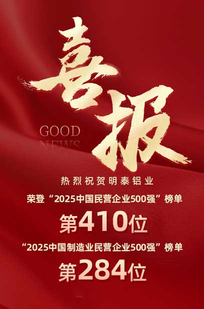 2025中国民营企业500强榜单揭晓，MG不朽情缘铝业排名再攀新高